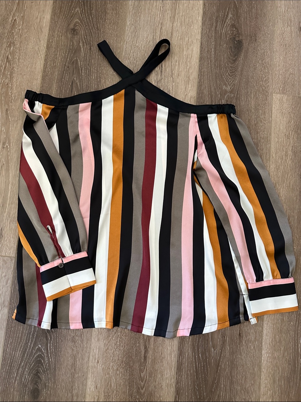 LOFT | Striped Cold Shoulder Halter Blouse